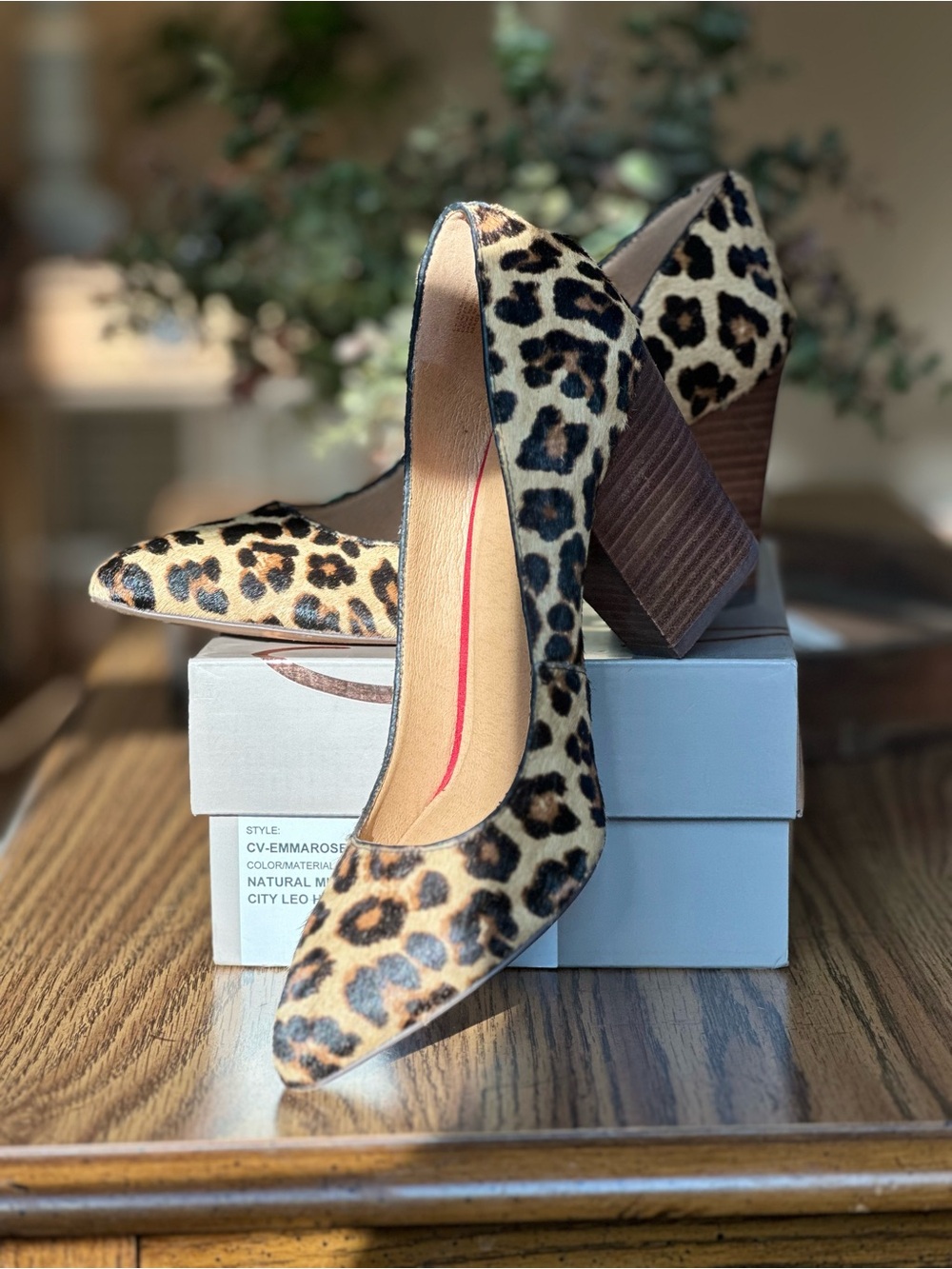 Crown Vintage Leopard-Print Pointed Block Heel Pumps. Worn once.